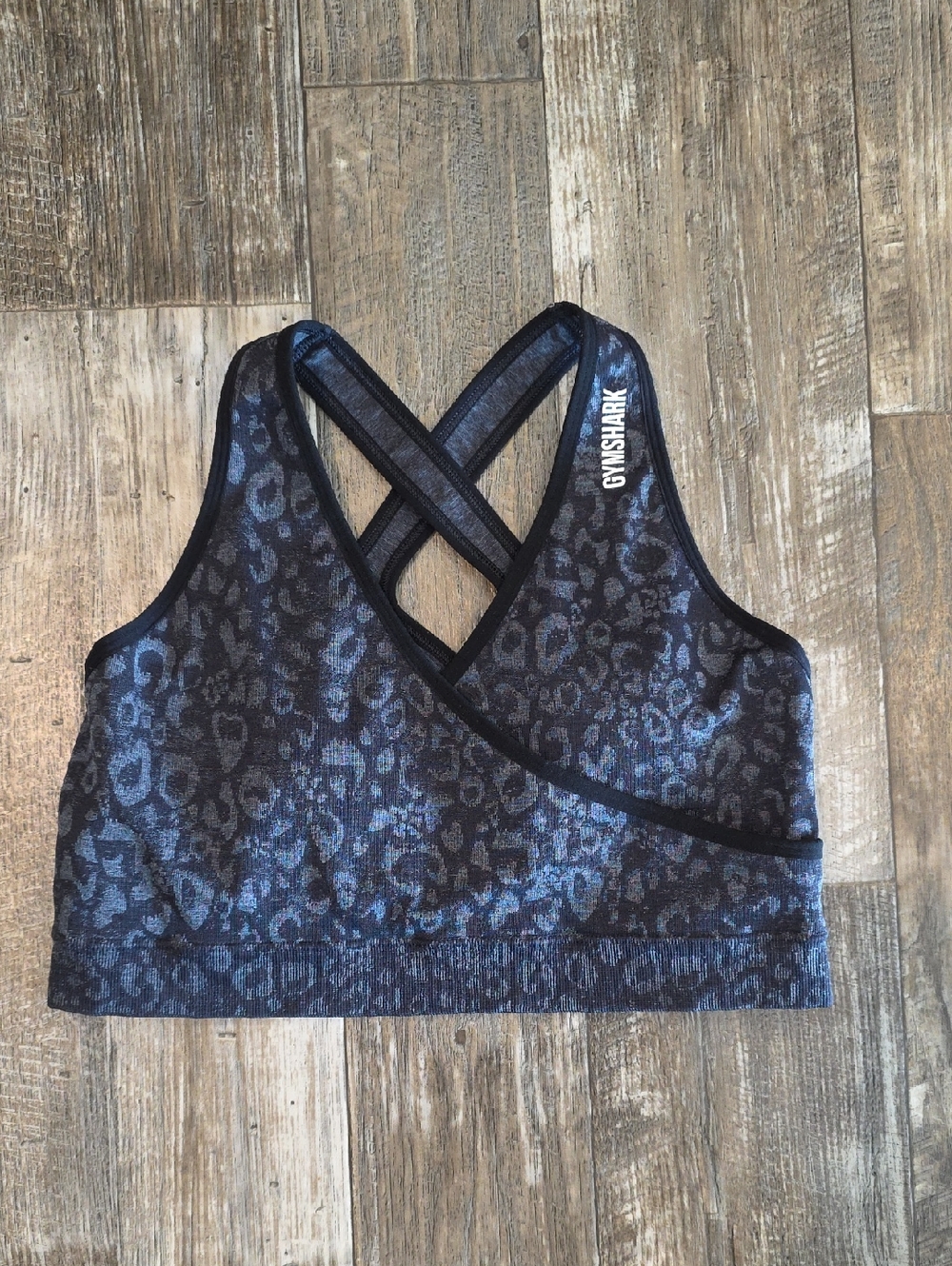 Gymshark Black Leopard Print Seamless Sports Bra
